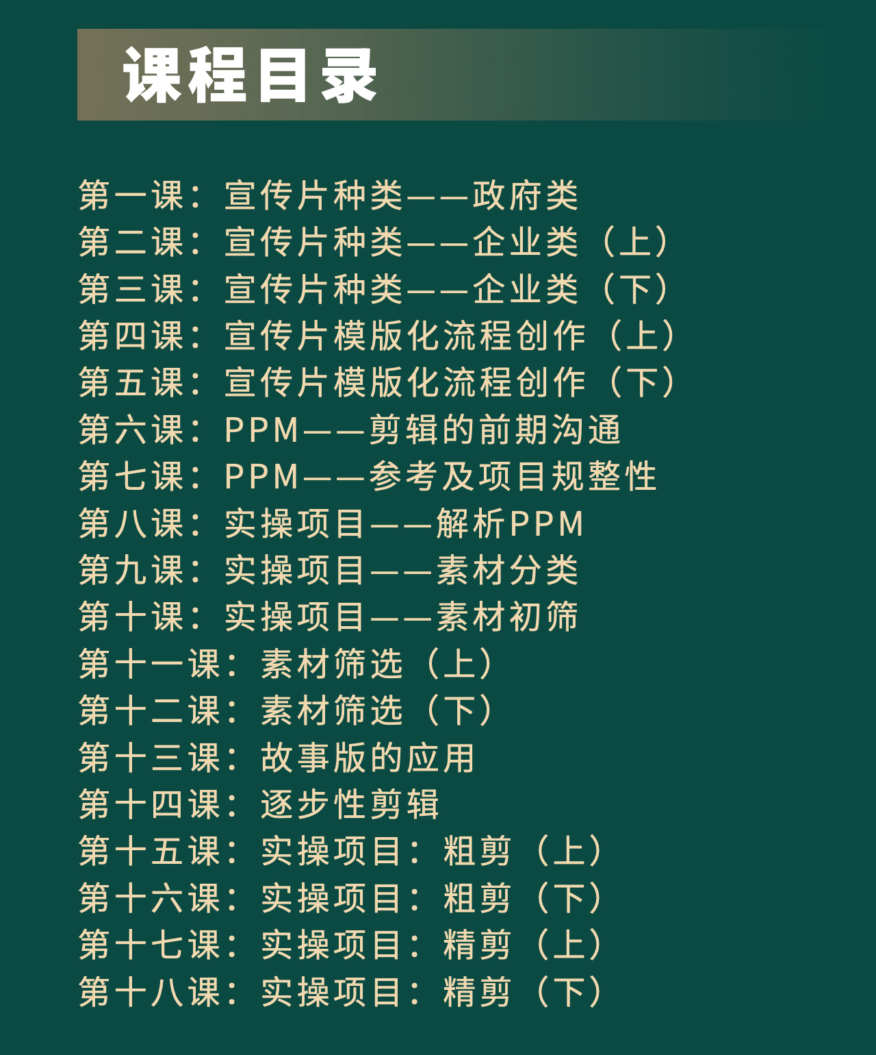 宣传片实战剪辑思维课