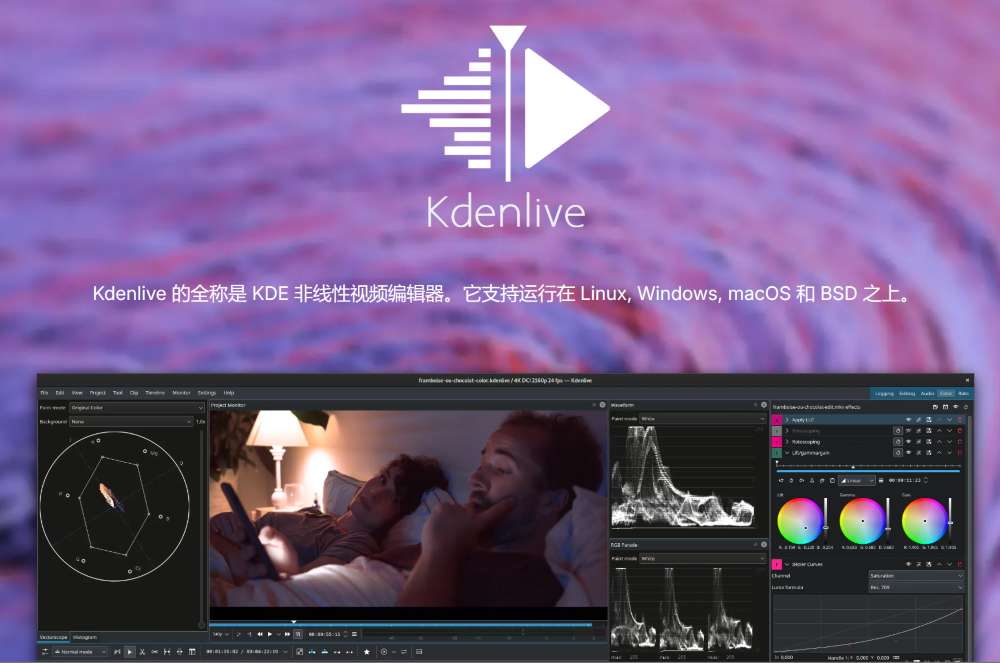 【PC/剪辑】跨平台非线性视频剪辑软件 Kdenlive v25.12.0-B Mac | Win | Linux 自定义布局|特效转场