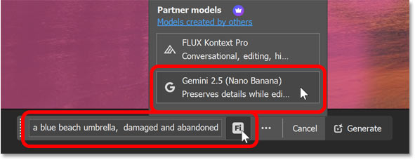 Photoshop 2026 支持在 Adobe Firefly、Google Gemini 2.5 Nano Banana、FLUX.2 Pro 等多个AI模型间自由切换