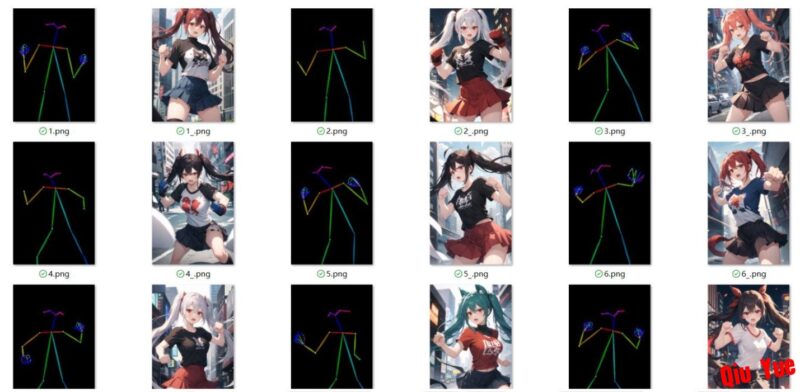AI绘画 OpenPose骨骼姿势图合集-Sakuraxy
