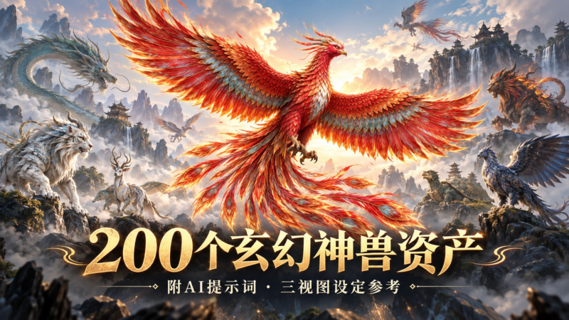200个玄幻神兽AI漫剧资产合集+提示词-SakuraXy